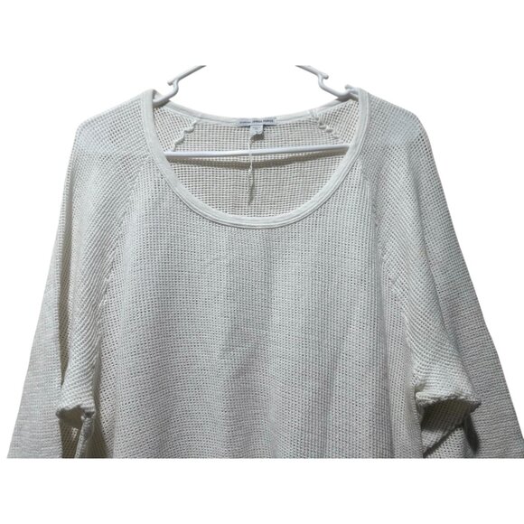 James Perse Open Knit Pullover Sweater Top Women 3 Large White Cotton Beach Boho - Picture 10 of 11